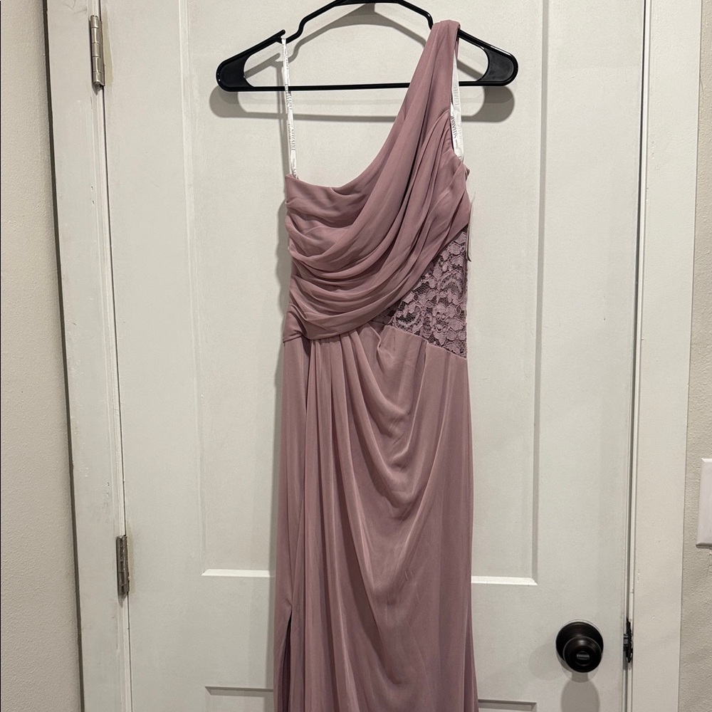 David's Bridal One-Shoulder Dusty Rose Dress